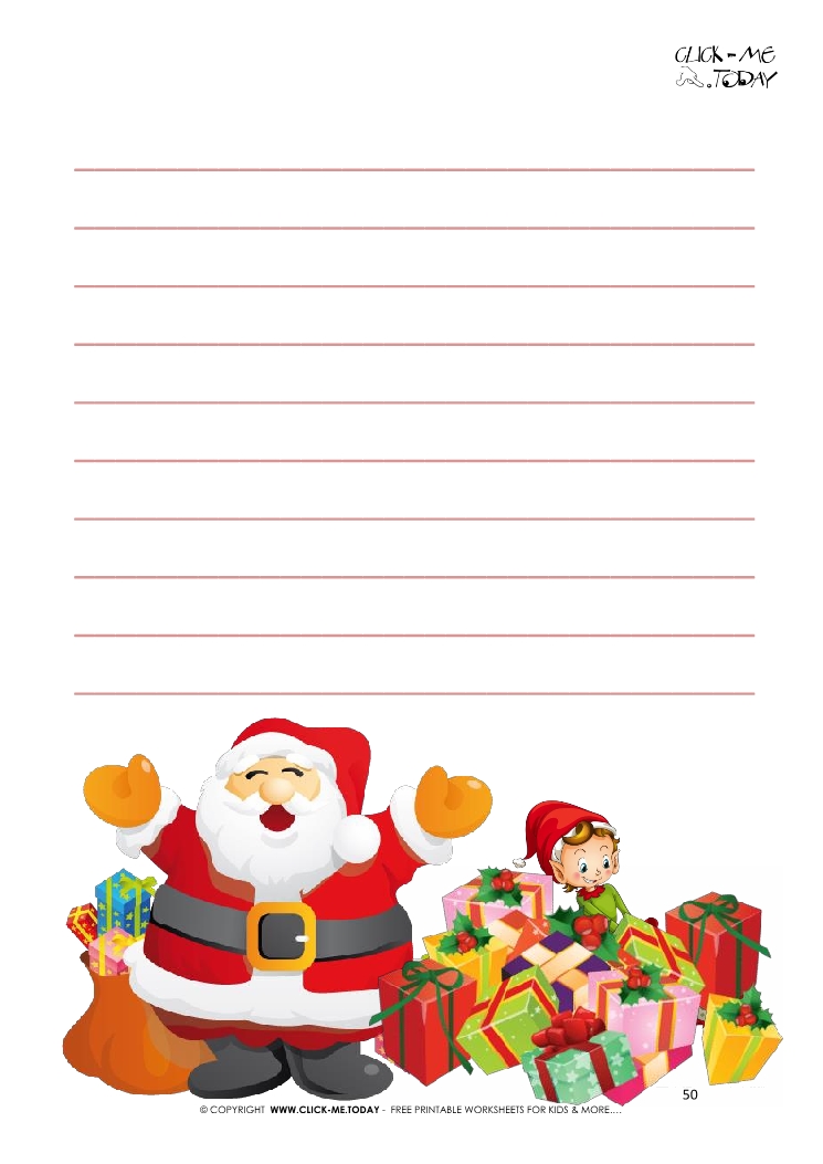Free Letter to Santa template from toddlers with lines 50